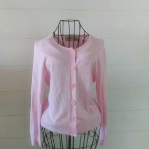 Ladies size large pink button-up cardigan